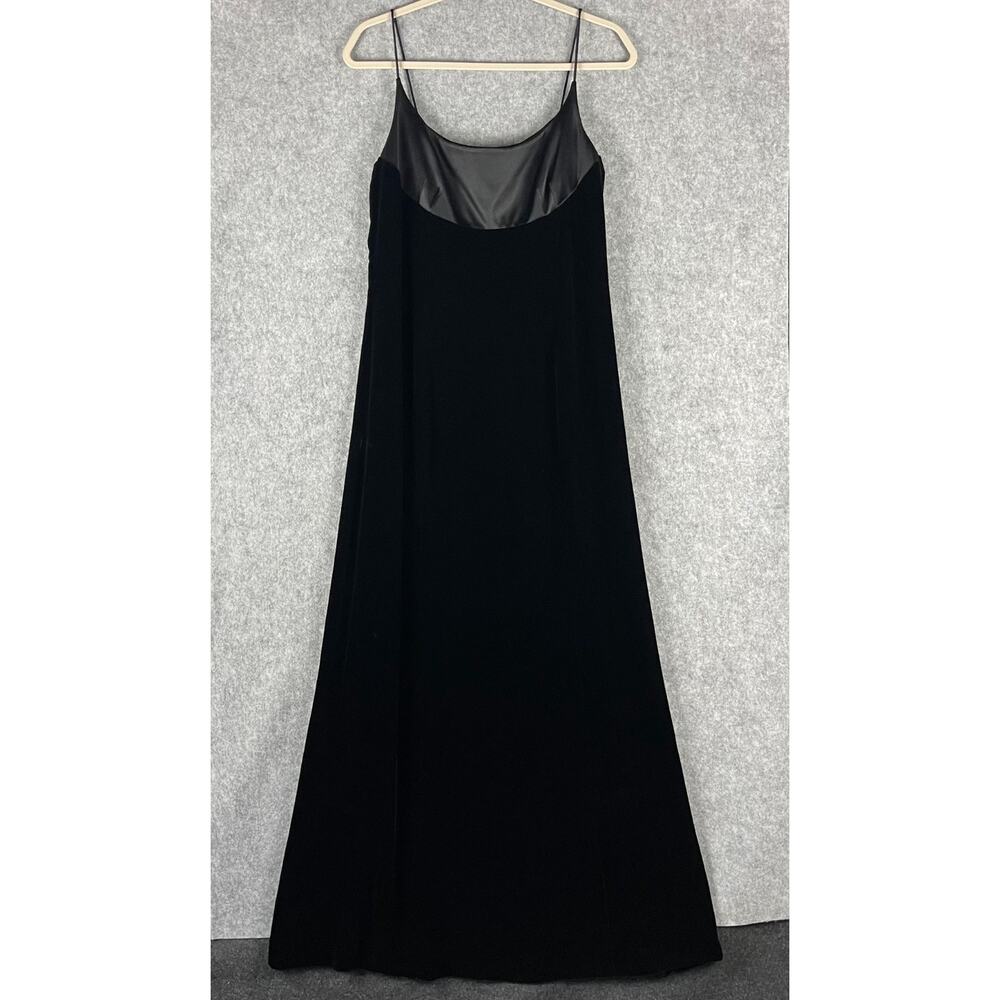 Vintage Y2K Ann Taylor Loft Silk Velour Dress Womens 10 Black Witchy Goth 90s